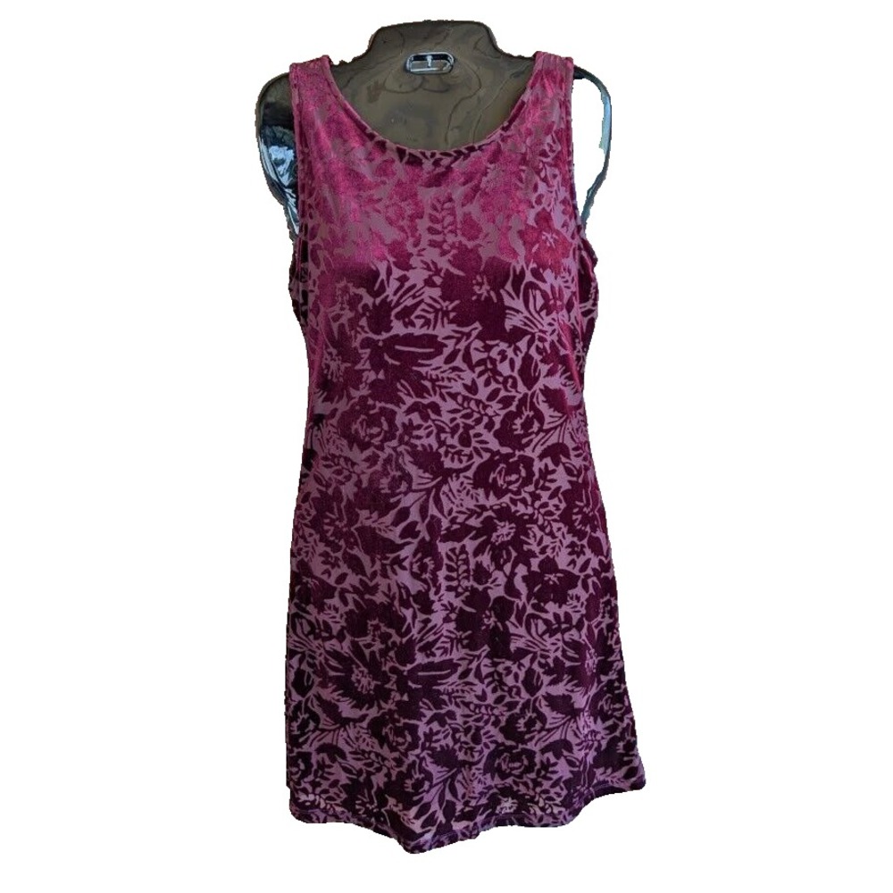 Old Navy Dress L Velvet Burnout Keyhole Dark Romantic Floral Whimsigoth Moody